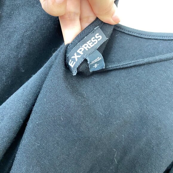 Express Black Long Sleeve Off Scoop Neckline Bodysuit Top Size Small - Picture 3 of 6